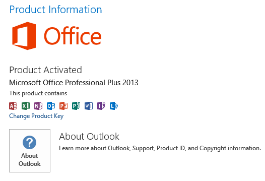 Outlook 2013 version