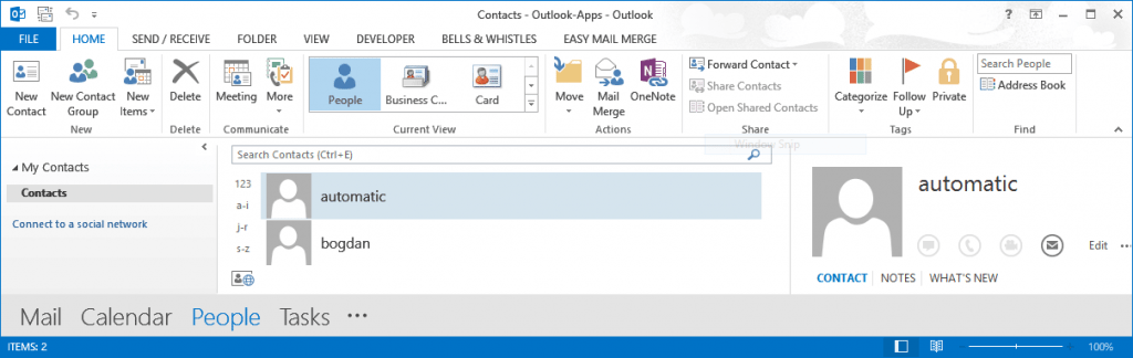 Outlook People mail merge