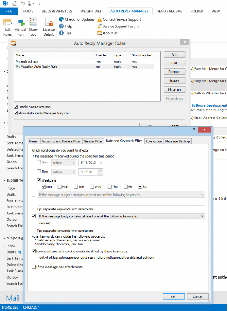 Outlook auto reply