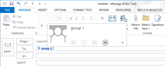 how to show outlook contact groups