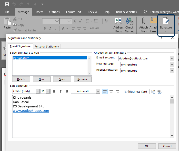 How to add signature in outlook