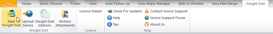 Weight Diet Outlook toolbar