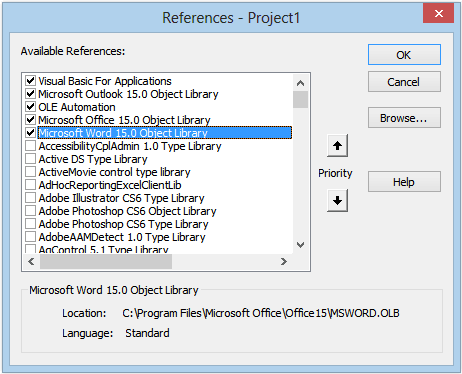 download microsoft office 15.0 object library