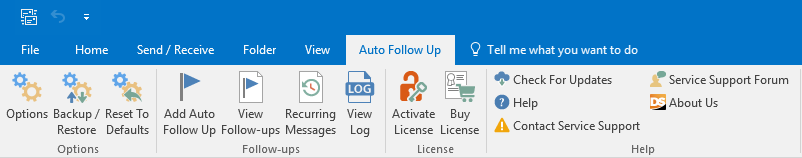 Auto Follow Up Outlook toolbar