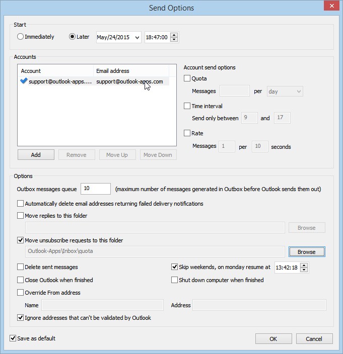 envoyer mail programme outlook