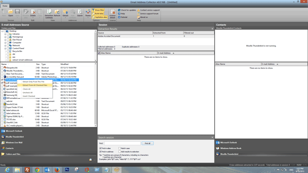 Extract email addresses from PDF