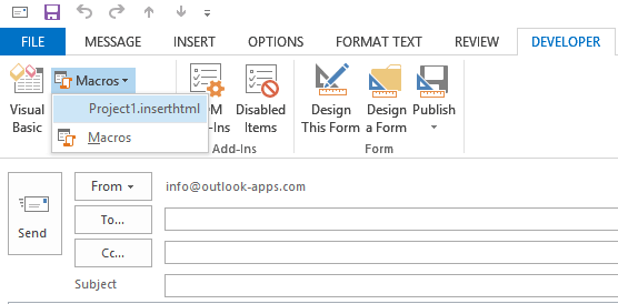 Embedding an email in outlook