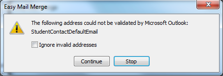 Outlook invalid email address