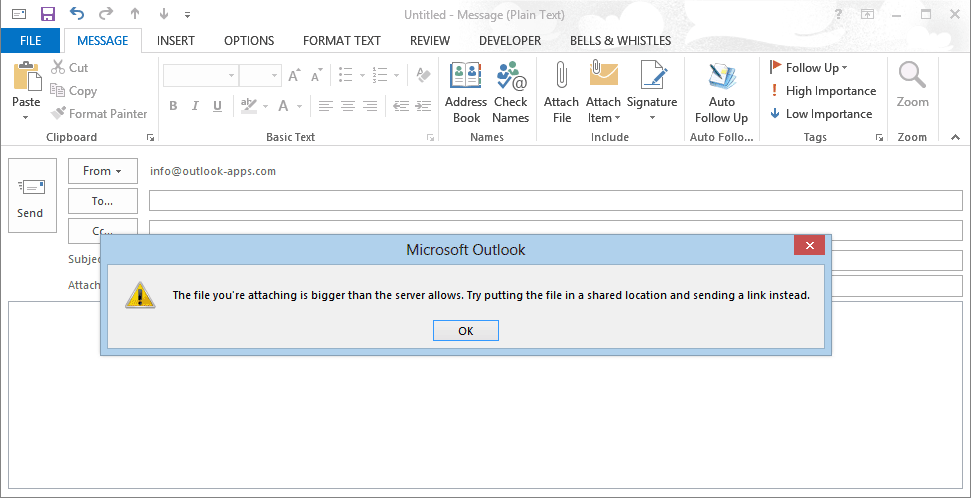 outlook cannot attach zip file