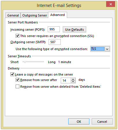 outlook change email server settings