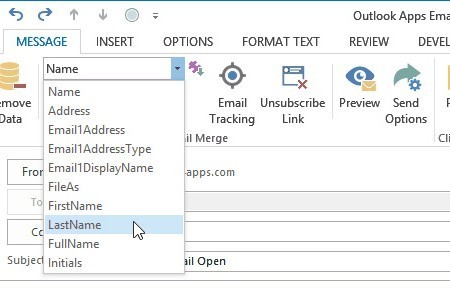 Personalize Outlook mass emails with mail merge fields.