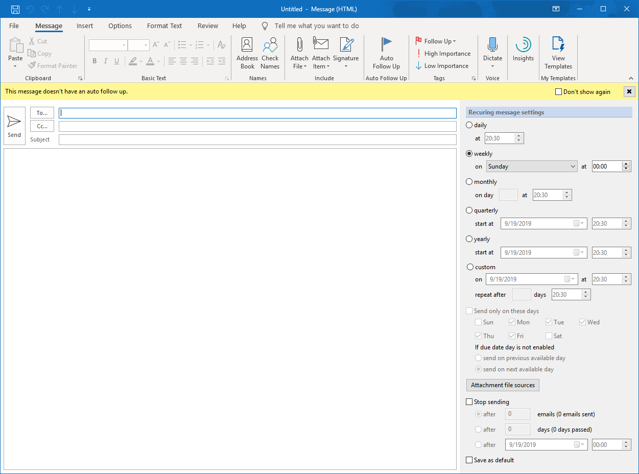 how to set up recurring task in outlook mobile windows 10