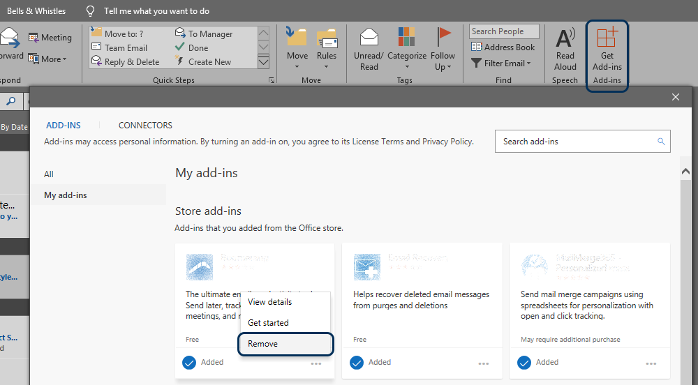 remove add ins outlook 2013