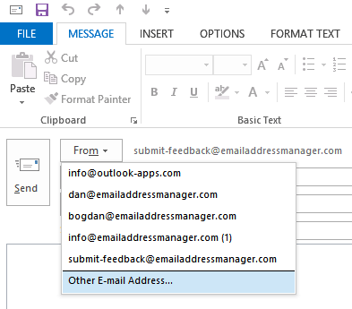 email address other outlook send mail choose field then simply create